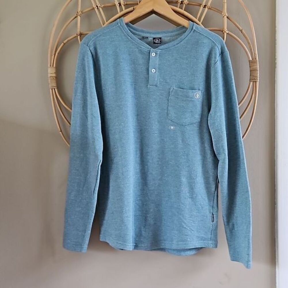 Volcom Men's Same Difference Heathered Teal Long Sleeve Terry Henly‎ Sz M NWT